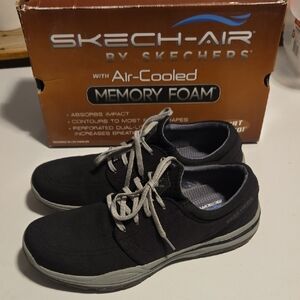 Skechers Men's Black and Gray Lace-Up Skech-Air Sneakers NIB 11.5m D0006